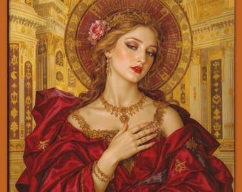 Lucretia Borgia Art Print: Renaissance Enchantress in Crimson Gown