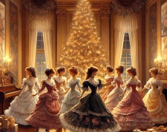 Viktorianische Damen Weihnachtsgeschenkpapier, Elegante Festliche Geschenkverpackung