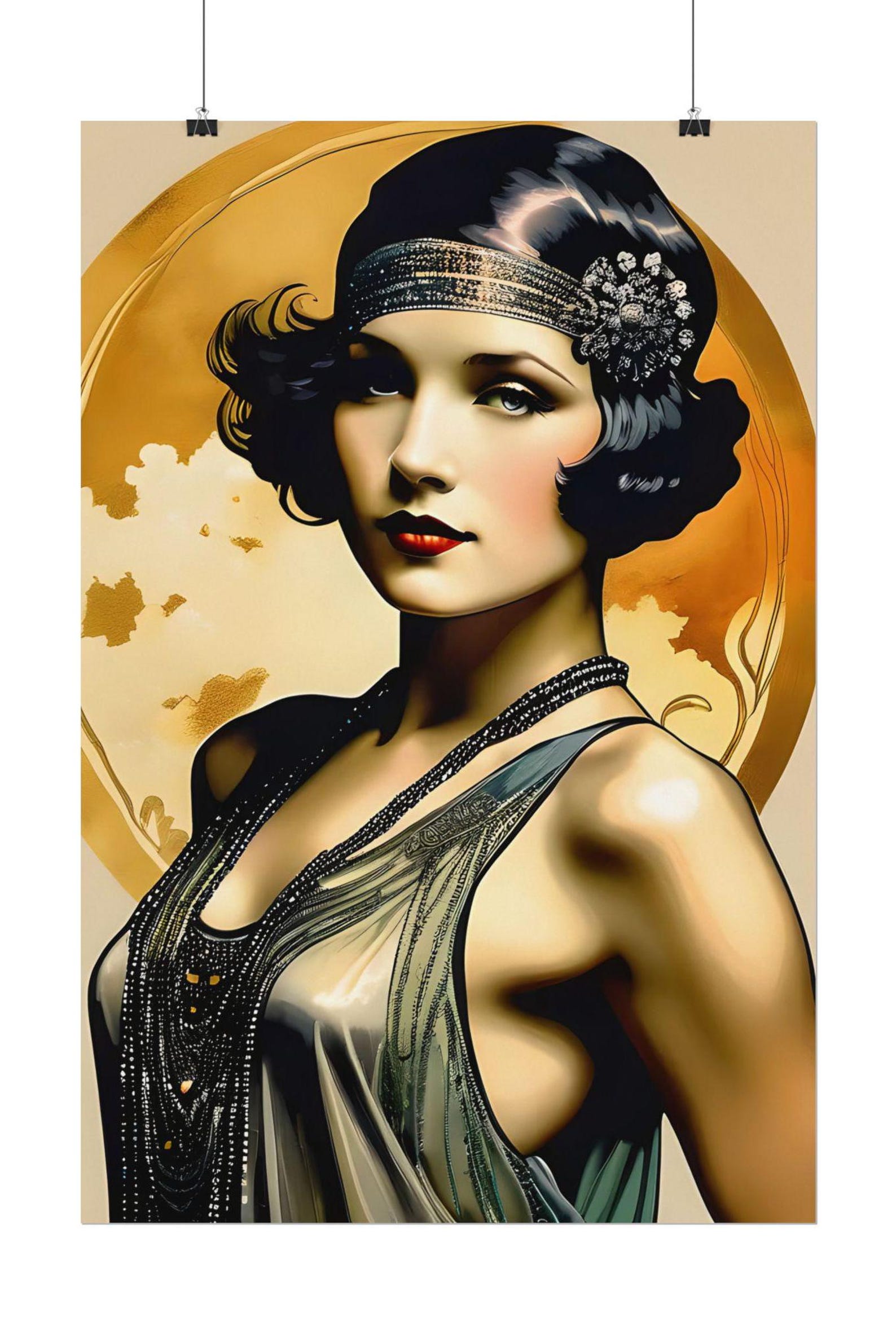 Glamorous Flapper Art Print: 1920s Retro Style Wall Decor - Etsy