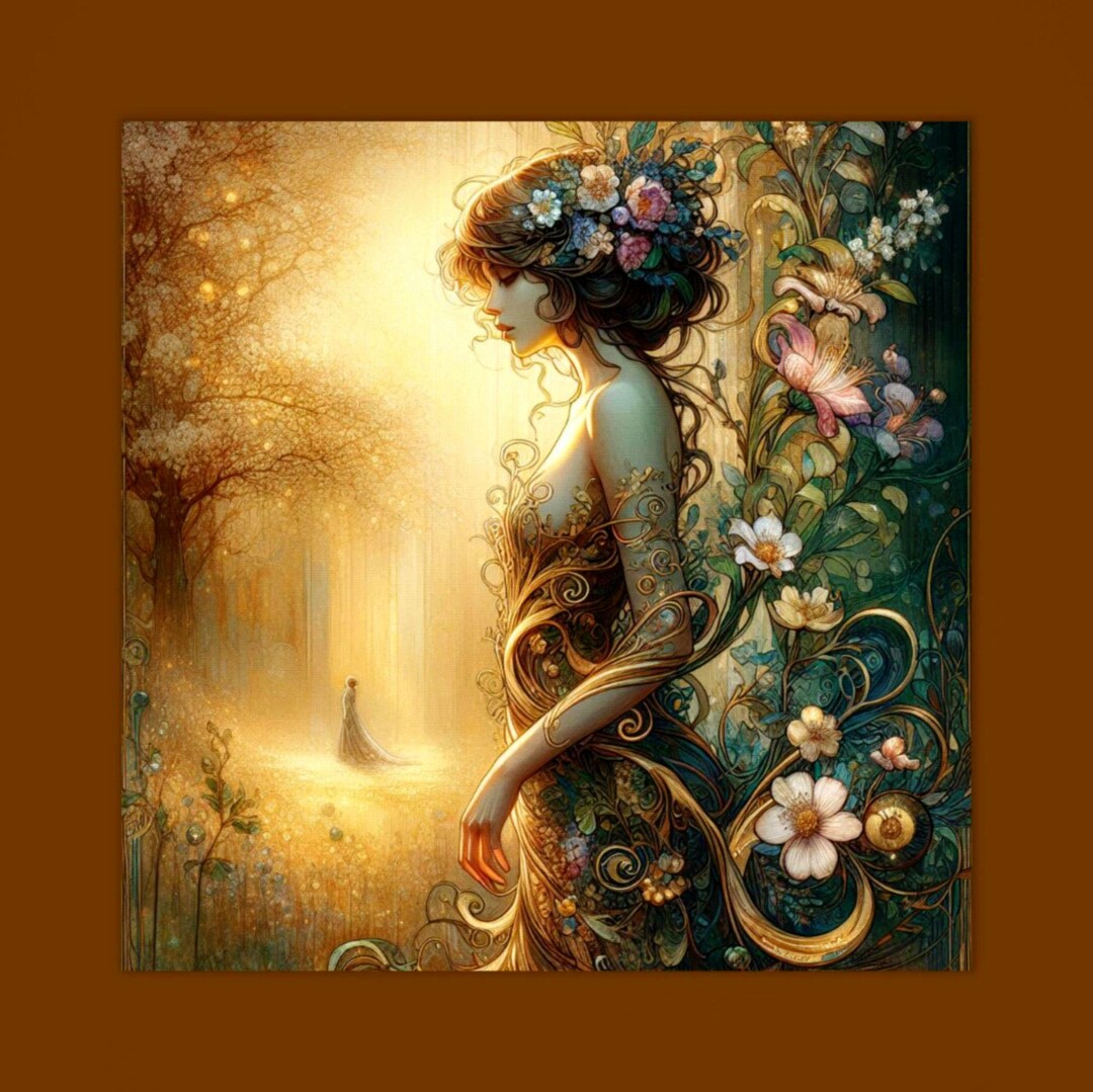 Art Nouveau Goddess of Spring Print: Psychedelic Boho Wall Decor - Etsy