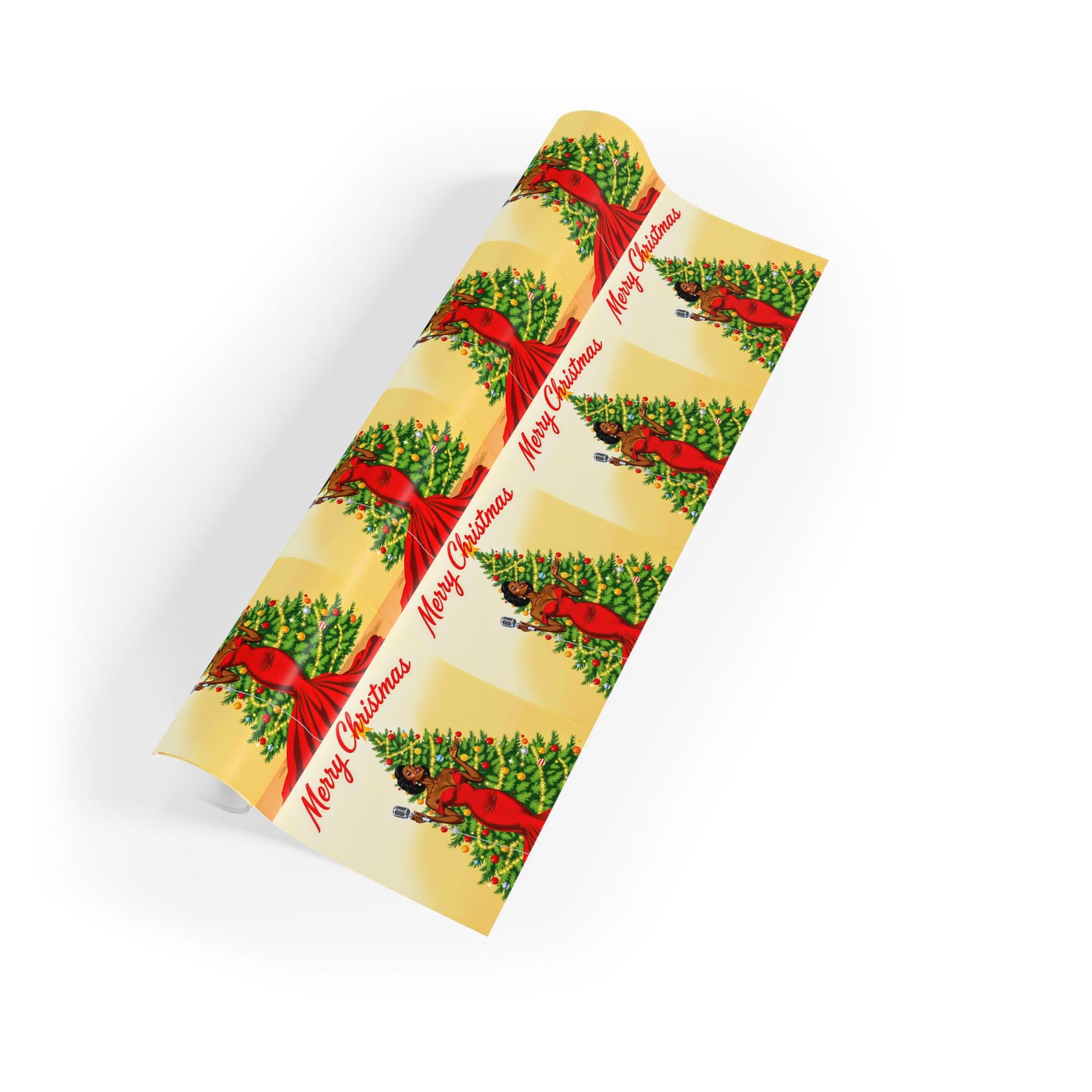 Retro Black Singer Christmas Wrapping Paper, Mid-century Holiday Style ...