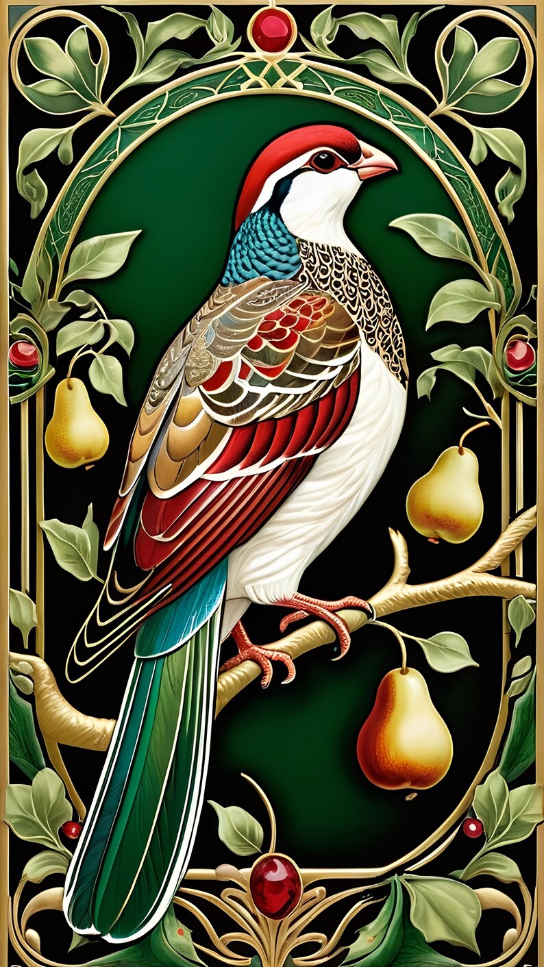 Art Nouveau Partridge in Pear Tree Christmas Wrapping Paper - Etsy