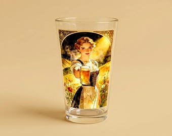 Szklanka do piwa: Bawarska Piwiarnia w stylu retro | 16-uncjowa dekoracja domowego baru na Oktoberfest