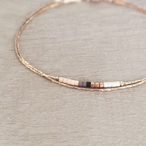 Delicate Rose Gold Bracelet with Small Beads, Dainty Beaded Multicolor Gift Bracelet, Thin Colorful Bridesmaid Friendship Bracelet image 4