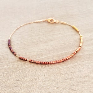 Dainty Ombre Bracelet, Gold or Rose Gold Minimalist Beaded Gradient Chain Bracelet, Delicate & Elegant Holiday Gift for Her image 1