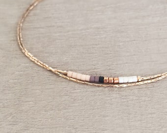 Dainty Rose Gold Bracelet with Small Beads, Boho Thin Beaded Chain Minimalist Jewelry, Delicate Elegant Gift For Her