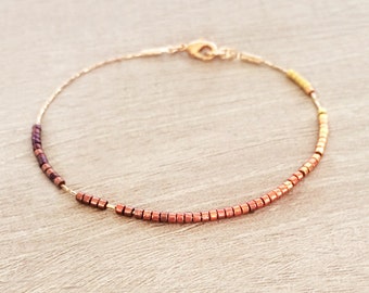 Dainty Ombre Bracelet / Gold or Rose Gold Minimalist Beaded Thin Bracelet / Delicate & Elegant Holiday Gift for Her, Feminine Bracelet