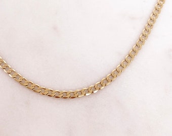 Simple Gold Chain Necklace, Thick Curb Chain Choker Necklace, Layering Everyday Short Chain Necklace