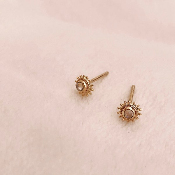 Stone Stud Earrings Etsy