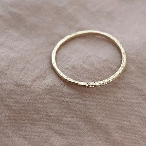 Thin Dainty Gold Textured Band Ring, Stackable Simple Delicate Ring for Her, Minimalist Everyday Band Stacking Ring Gift for Her