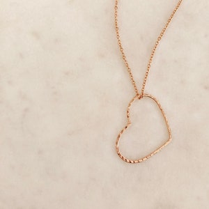 Dainty Gold or Rose Gold Heart Necklace / Romantic Love Boho Layering Necklace, Glamorous Minimal Gift for Girlfriend image 5