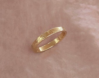 Bague Bandeau Coucher de Soleil, Bague Minimaliste Boheme à Superposer