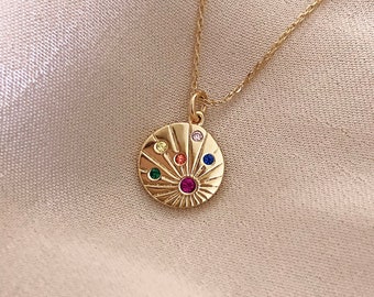 Collier Médallion CZ Multicolore