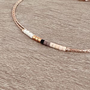 Dainty Rose Gold Bracelet with Small Beads, 24k Goldplated Boho Thin Beaded Chain Minimalist Subtle Elegant Jewelry Gift for Her
