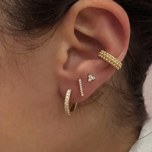 Boucle d'oreille imitation conque en or, plaqué or 18 carats épais texturé épais non percé, protège-cartilage d'oreille bohème aztèque