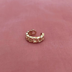 Bijou d'oreille gourmette en or délicat, tour d'oreille non percé plaqué or 18 carats, bijou d'oreille faux piercing bohème simple pour cartilage