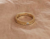 Moon Phases Gold CZ Band Ring, Crescent Boho Elegant Stacking Ring Gift for Her, Celestial Jewelry Feminine Minimalist Everyday Gold Ring