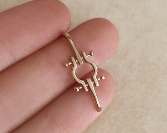 Gold Symbol Earrings, Boho Edgy Geometric Studs, Unisex Ear Accessory, Gender Neutral Jewelry