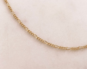 Simple Gold Figaro Chain Necklace, Dainty Classic Chain Everyday Necklace, Layering Simple Short Chain Necklace