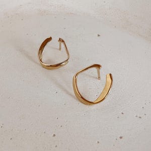 Gold Organic Symbol Charm Earrings, 18k Goldplated Elegant Dainty Studs, Classy Boho Minimalist Ear Accessory