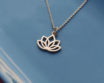 Dainty Gold Lotus Necklace, Boho Layering Charm Necklace, Yoga Spiritual Symbol Bohemian Necklace Gift for Her