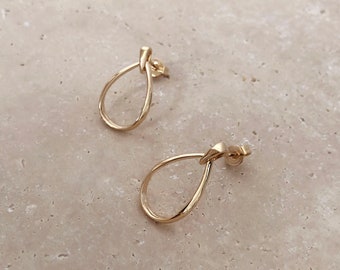 Gold Teardrop Dangle Earrings, Summer Elegant Pear Earrings, Simple Everyday Minimalist Feminine Ear Accessory