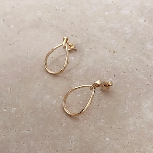 Gold Teardrop Dangle Earrings, Summer Elegant Pear Earrings, Simple Everyday Minimalist Feminine Ear Accessory image 1
