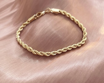 Elegant Gold Rope Chain Bracelet, Boho Thick Gold Chain Bracelet, Jewelry Classic Everyday Essential, Retro Chic Gift for Her