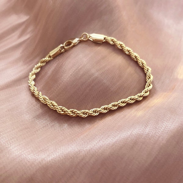 Elegant Gold Rope Chain Bracelet, Boho Thick Gold Chain Bracelet, Jewelry Classic Everyday Essential, Retro Chic Gift for Her