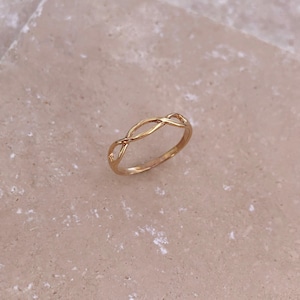 Thin Dainty Gold Ring, 18k Goldplated Simple Delicate Infinity Braid Symbol Ring for Her, Minimalist Everyday Stacking Jewelry Gift
