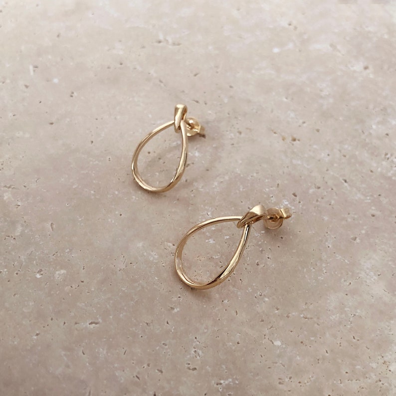 Gold Teardrop Dangle Earrings, Summer Elegant Pear Earrings, Simple Everyday Minimalist Feminine Ear Accessory image 1