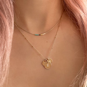 Minimalist Gold Delicate Necklace with Tiny Beads, Dainty Thin Short Layering Necklace, Colorful & Simple Beaded Boho Gift for Her image 8