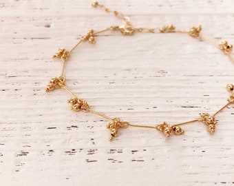 Gold Boho Chain Anklet, Dainty Gold Summer Ankle Bracelet, Delicate Bohemian Foot Ankle Jewelry