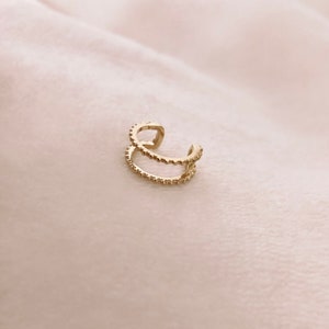 Bijou d'oreille double plaqué or, cache-oreilles délicat non percé plaqué or 18 carats, bijou d'oreille simple bohème faux piercing minimaliste pour cartilage hélicoïdal
