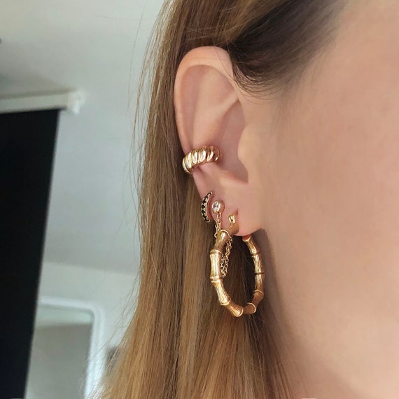 Medium Bamboo Shaped Earrings, Large Gold Hoops, Hammered Gold Hoops, Hoop  Earrings,bamboo Hoops, Chunky Gold Bamboo Hoops,thick Hoops -  Denmark