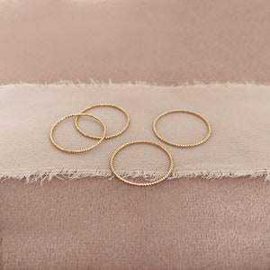 Thin Dainty Gold Textured Ring, 18k Goldplated Stackable Delicate Ring for Her, Simple Stacking Band