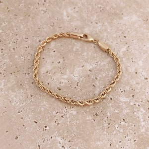 Bracelet Doré Chaîne Corde Torsadée, Bijou Simple Rétro image 3