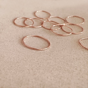 Thin Dainty Rose Gold Hammered Ring, Stackable Simple Delicate Ring for Her, Textured Minimalist Everyday Band Stacking Ring