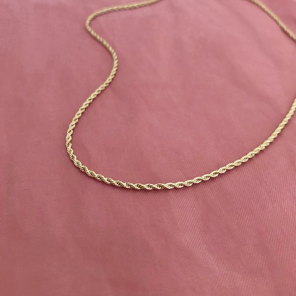 Collier Chaîne Corde Torsadée Fine Dorée