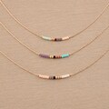 Rose Gold Dainty Beaded Necklace, 24k Goldplated Boho Delicate Minimalist Jewelry Short Layering Necklace Gift for Her