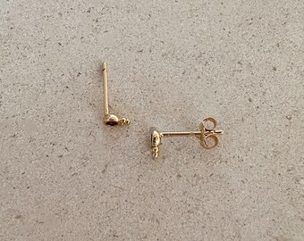 Dark Pink CZ Gold Stud Earrings, 18k Goldplated Fuchsia Pink