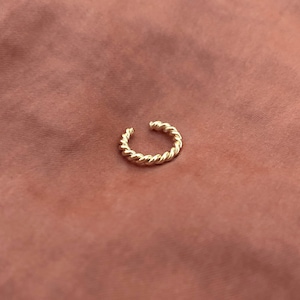 Dainty Gold Twisted Ear Cuff, Non Pierced Ear Hugger, Boho Aztec Simple Faux Piercing Earcuff for Cartilage image 4