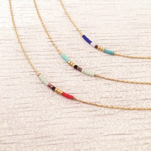 Minimalist Gold Delicate Short Necklace with Tiny Beads, Thin Layering Necklace, Colorful & Simple Boho Necklace imagem 7