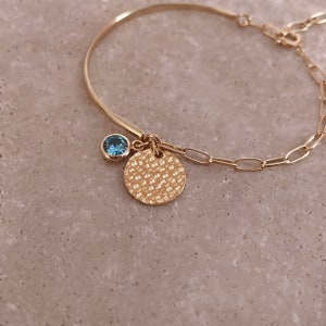 Turquoise Zircon Crystal & Medal Chain Link Bracelet, Half Cuff Gold CZ Boho Charm Bracelet, Summer Jewelry Gift for Her