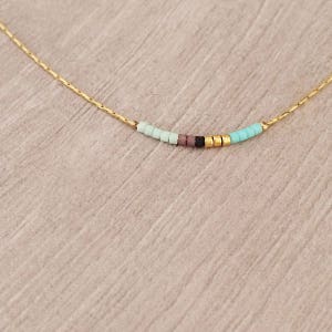 Minimalist Gold Delicate Short Necklace with Tiny Beads, Thin Layering Necklace, Colorful & Simple Boho Necklace imagem 6