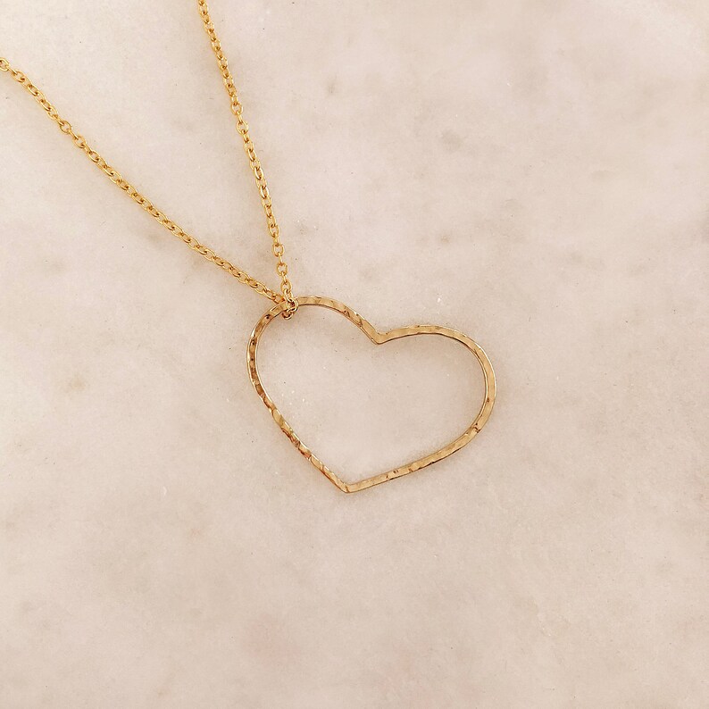 Dainty Gold or Rose Gold Heart Necklace / Romantic Love Boho Layering Necklace, Glamorous Minimal Gift for Girlfriend image 8