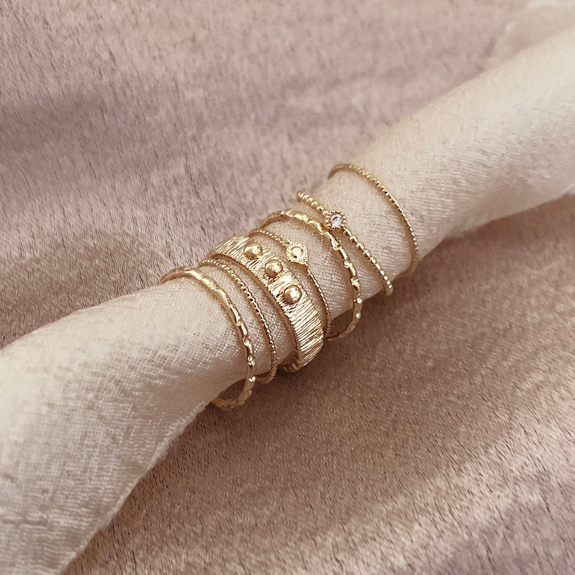 Textured Gold Band Ring Stackable Simple Thick Gold Ring for Etsy
