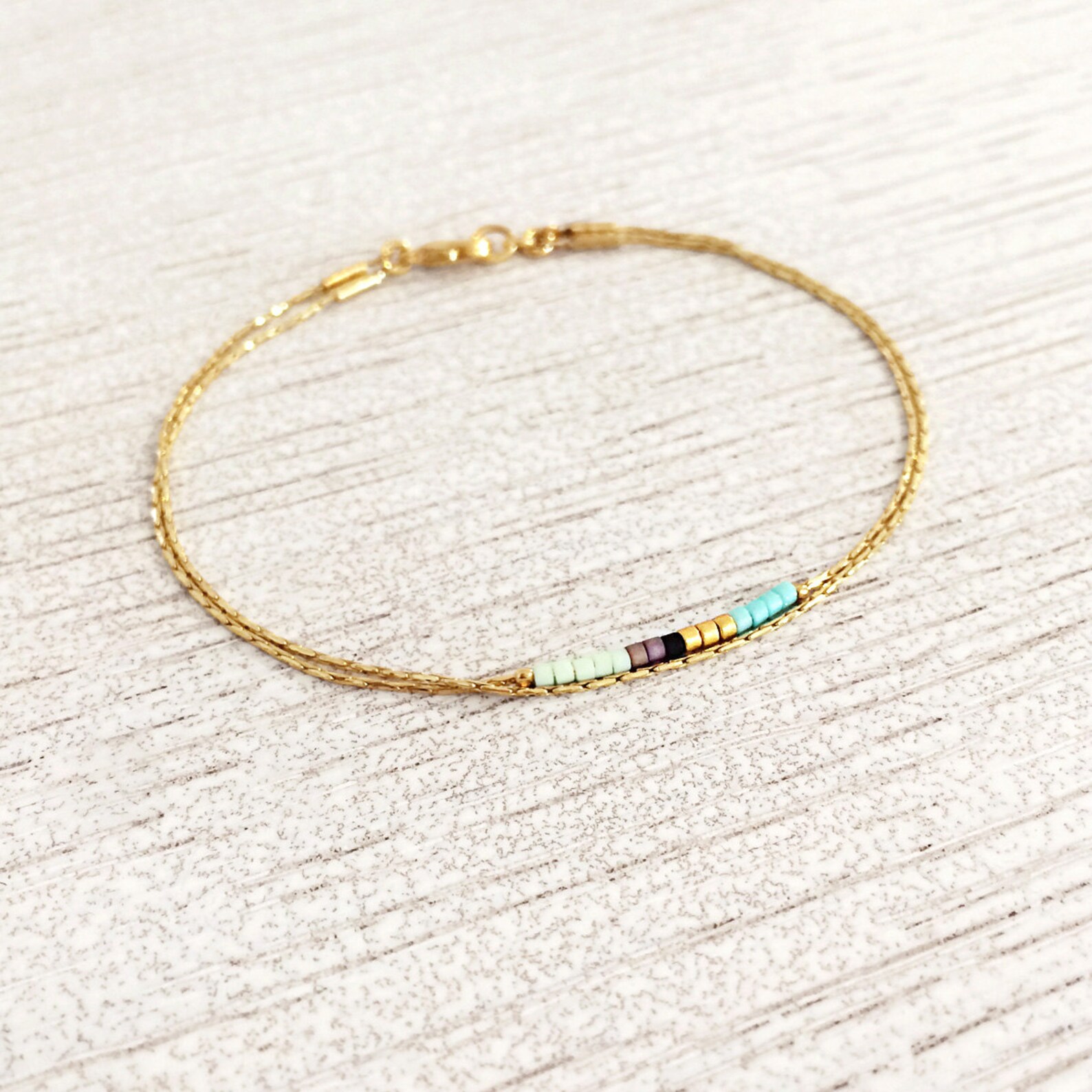 Bracelet Perles Dorées Ref16532J - Occasion, Bijou Fantaisie