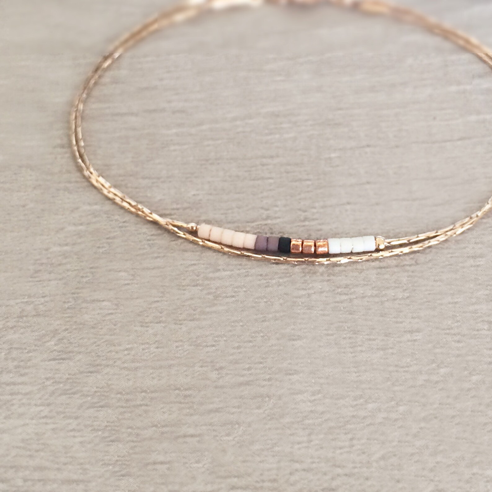 Dainty Rose Gold Bracelet With Small Beads / Boho Classy Etsy
