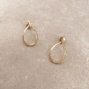 Gold Teardrop Dangle Earrings, Summer Elegant Pear Earrings, Simple Everyday Minimalist Feminine Ear Accessory image 3